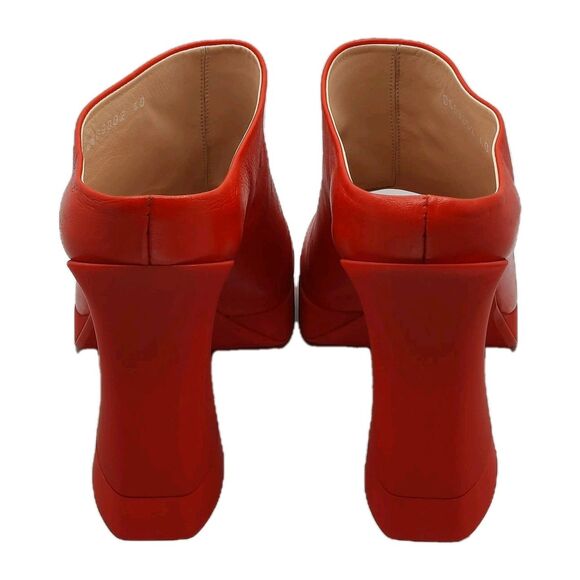 AGL ATTILIO GIUSTI LEOMBRUNI Red JANIS Slip-on Open Toe Mule Platform Heels 10 - Picture 10 of 16